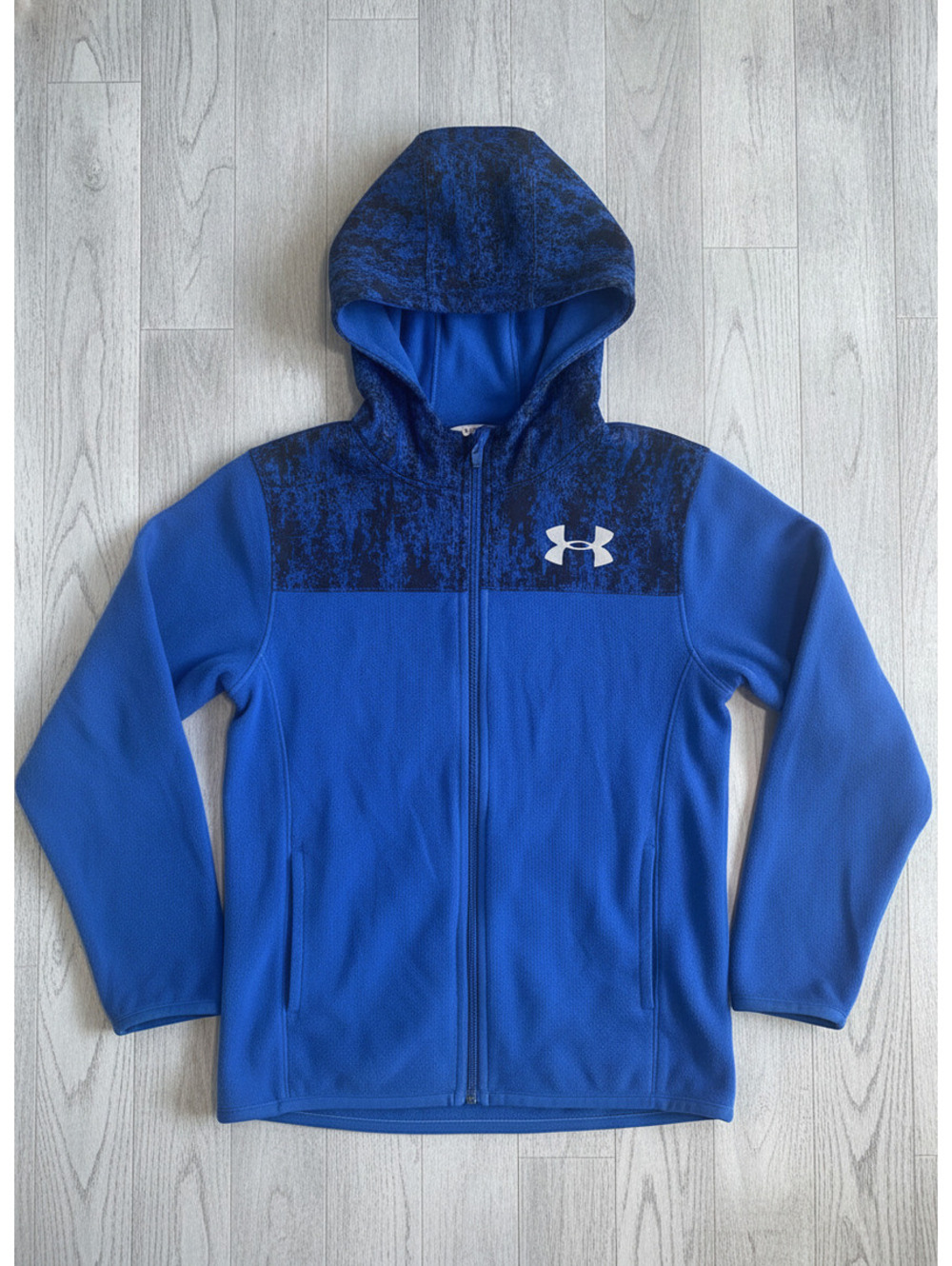 Under Armour Boys' Blue and Black Hooded Fleece Jacket Size 7